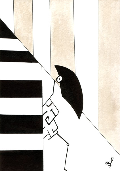 Rebuild - Ink drawing by Olivier Cornil - One day, One drawing - Day 345