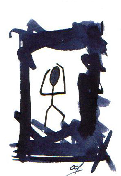 Headache - Ink drawing by Olivier Cornil - One day, One drawing - Day 346