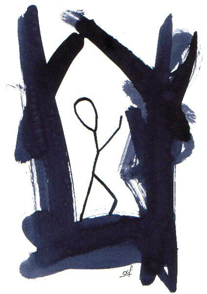 Internal Struggles - Ink drawing by Olivier Cornil - One day, One drawing - Day 349