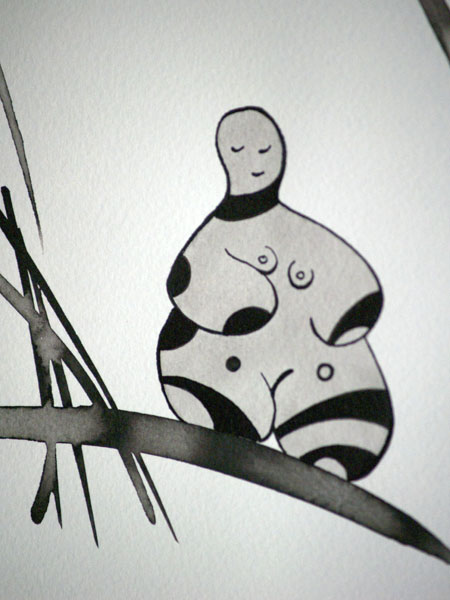 The House of Spirits- Zoom - Ink drawing by Olivier Cornil - One day, One drawing - Day 354