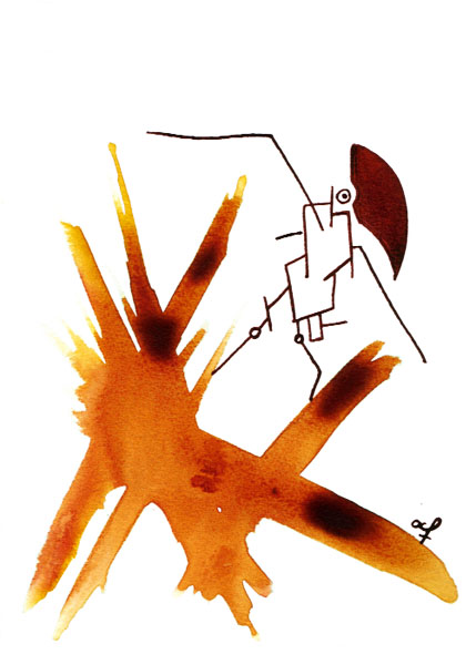 Between Two Stops - Ink drawing by Olivier Cornil - One day, One drawing - Day 359