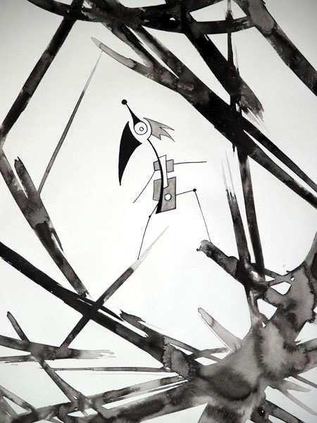 Little neuron - Ink drawing by Olivier Cornil - One day, One drawing - Day 367