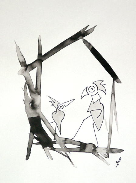 Complicated Lesson - Ink drawing by Olivier Cornil - One day, One drawing - Day 371
