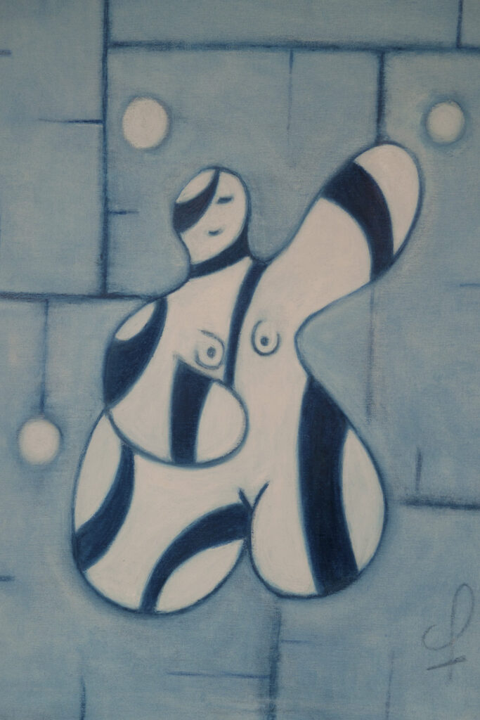Femme Lune Libre Pastel Oil on canvas by Olivier Cornil