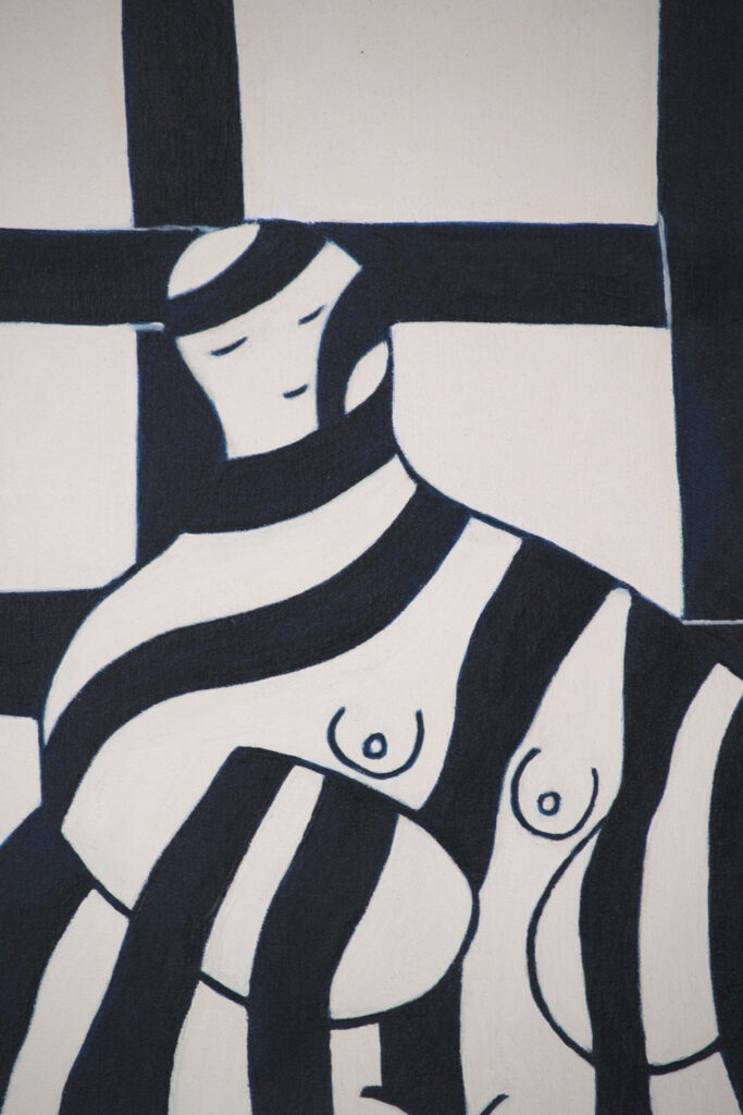 Femme Lune L'éveil Acrylic Painting by Olivier Cornil