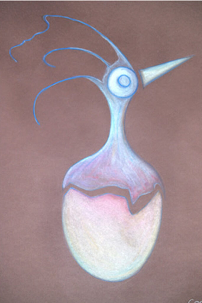 Oeuf de création Soft Pastel on canvas by Olivier Cornil